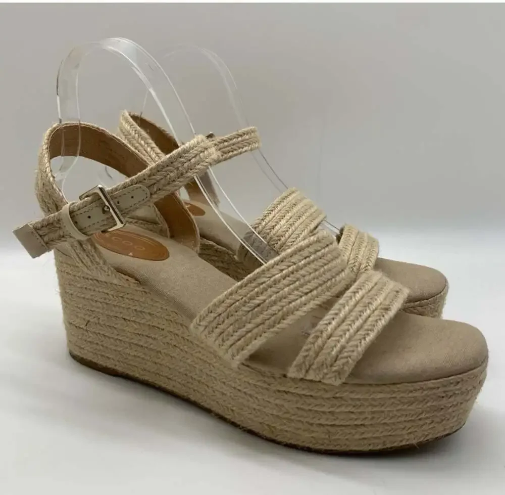 Scoop Jute Espadrille Double Strap Platform Wedge Sandals Size 10